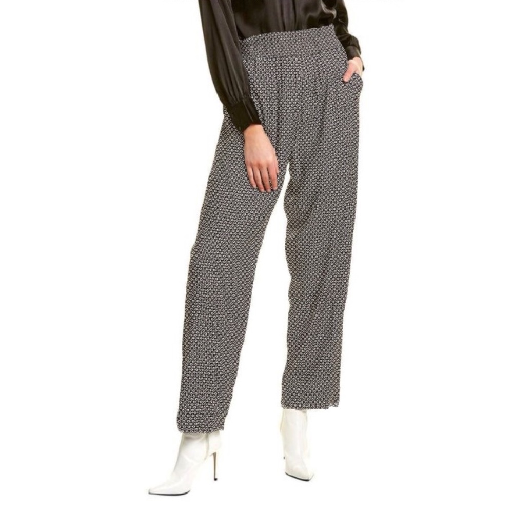 Women's Black and White Soft Casual Twill Pant - Size M